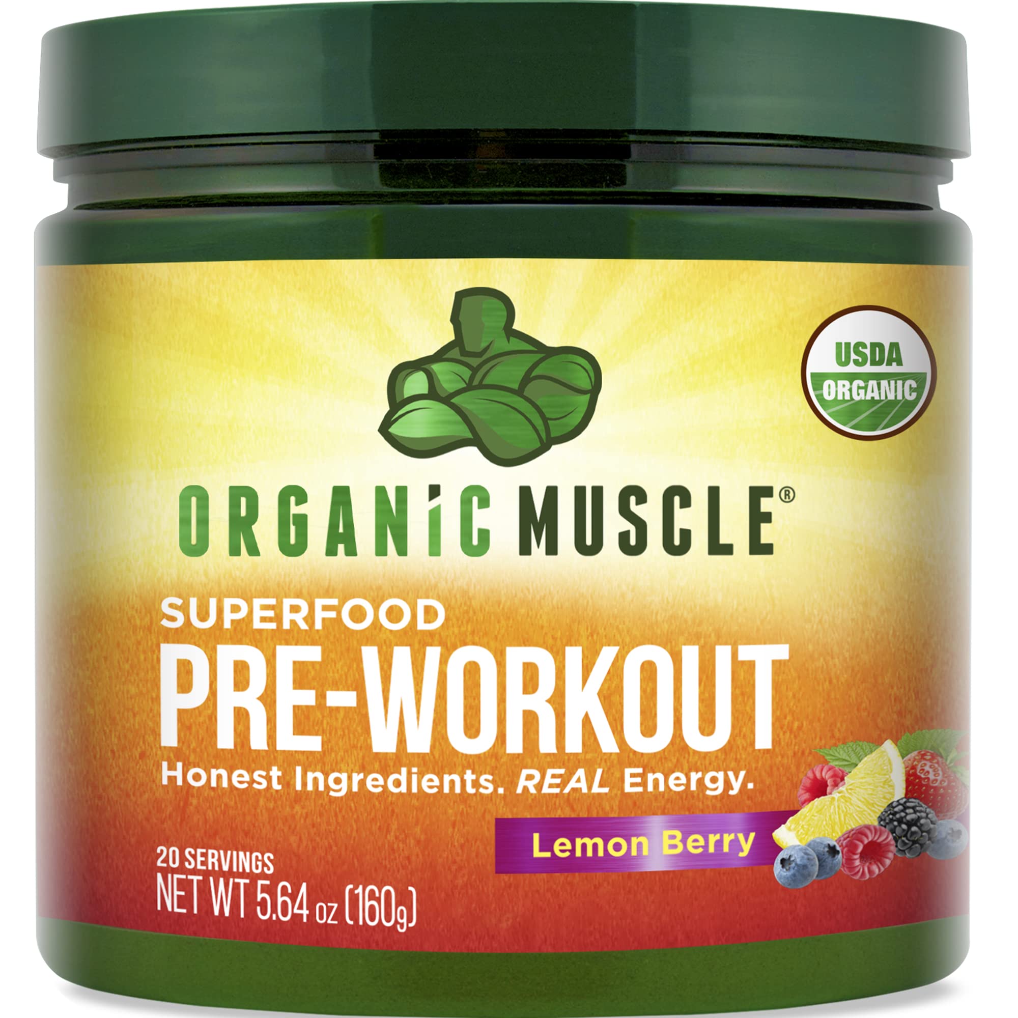 Organic Muscle Superfood Pre Workout Powder for Men & Women, Lemon Berry Organic MuscleAu supplements