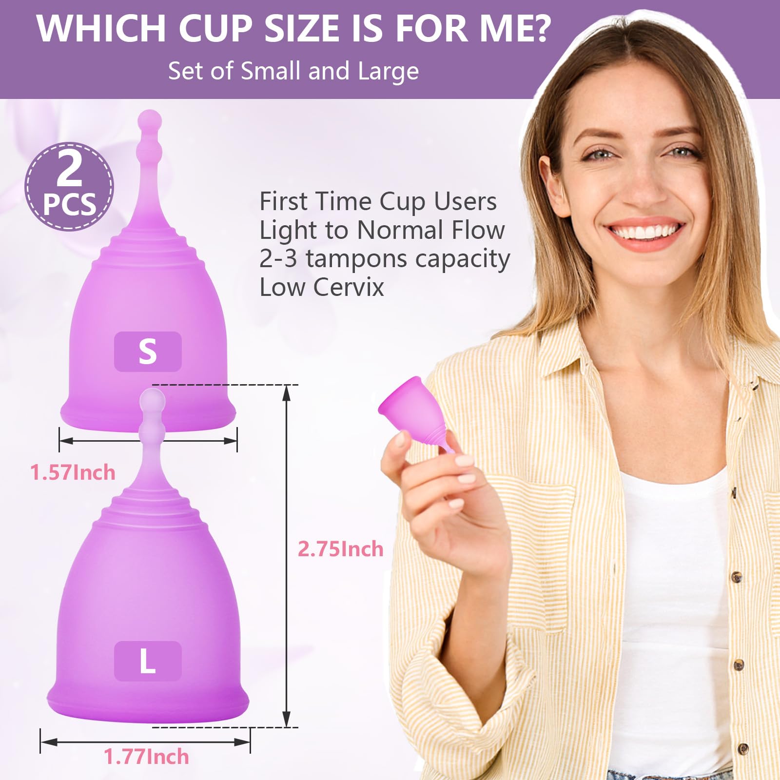 AURUZA Menstrual Cups, Set of 2 Reusable Period Cups Kit for Girls & Women, Silicone Soft Cups AURUZAAu supplements