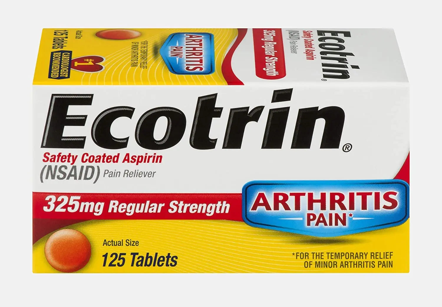 Ecotrin Safety Coated Aspirin Arthritis Pain Reliever Tablets, Regular Strength, NSAID 325 mg, 125 ct (Pack of 2) EcotrinAu supplements