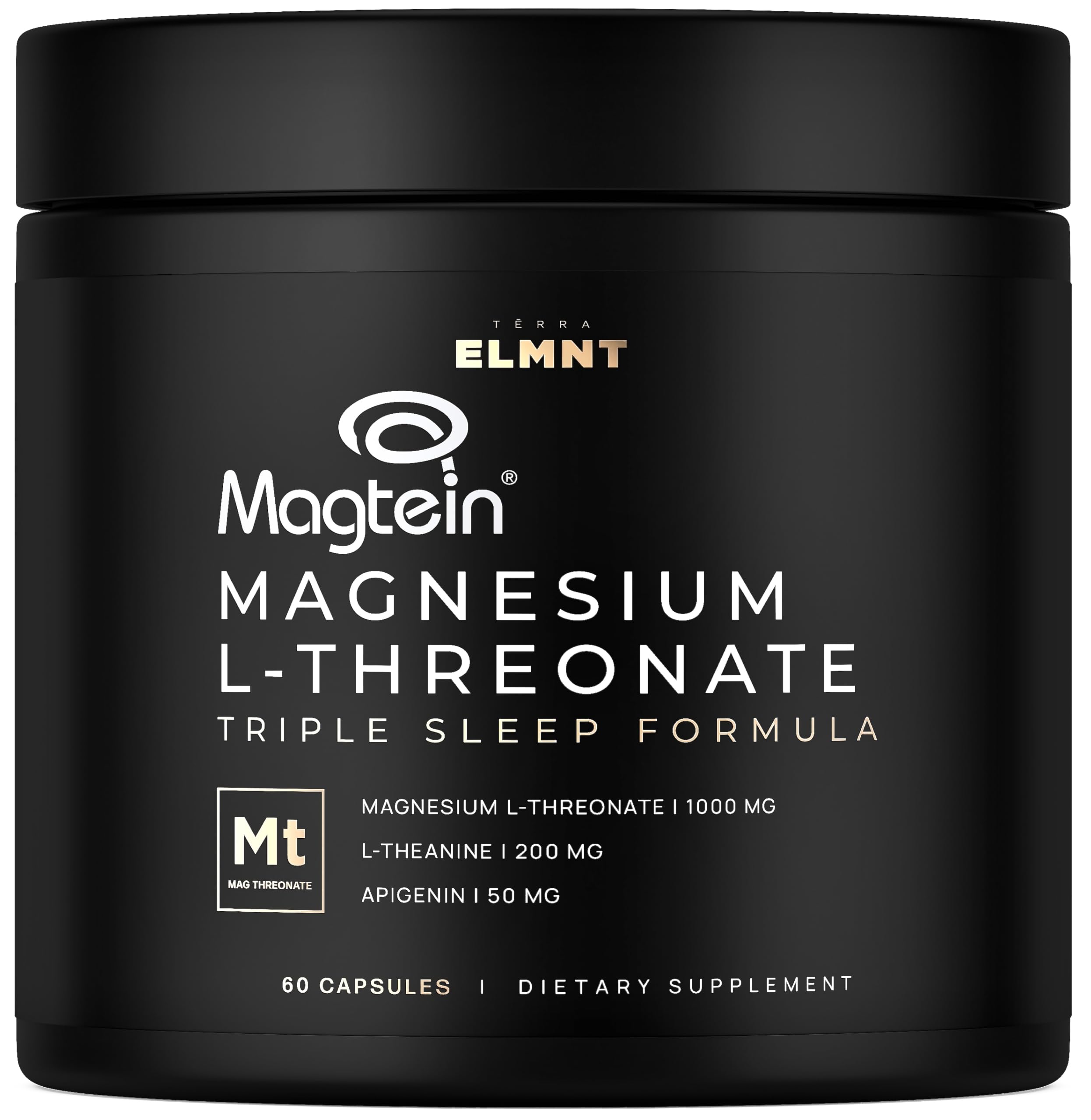 Triple Sleep Magnesium L-Threonate w. Apigenin, Theanine & Magtein Magnesium L Threonate - High Absorption Magnesium Supplement Capsules