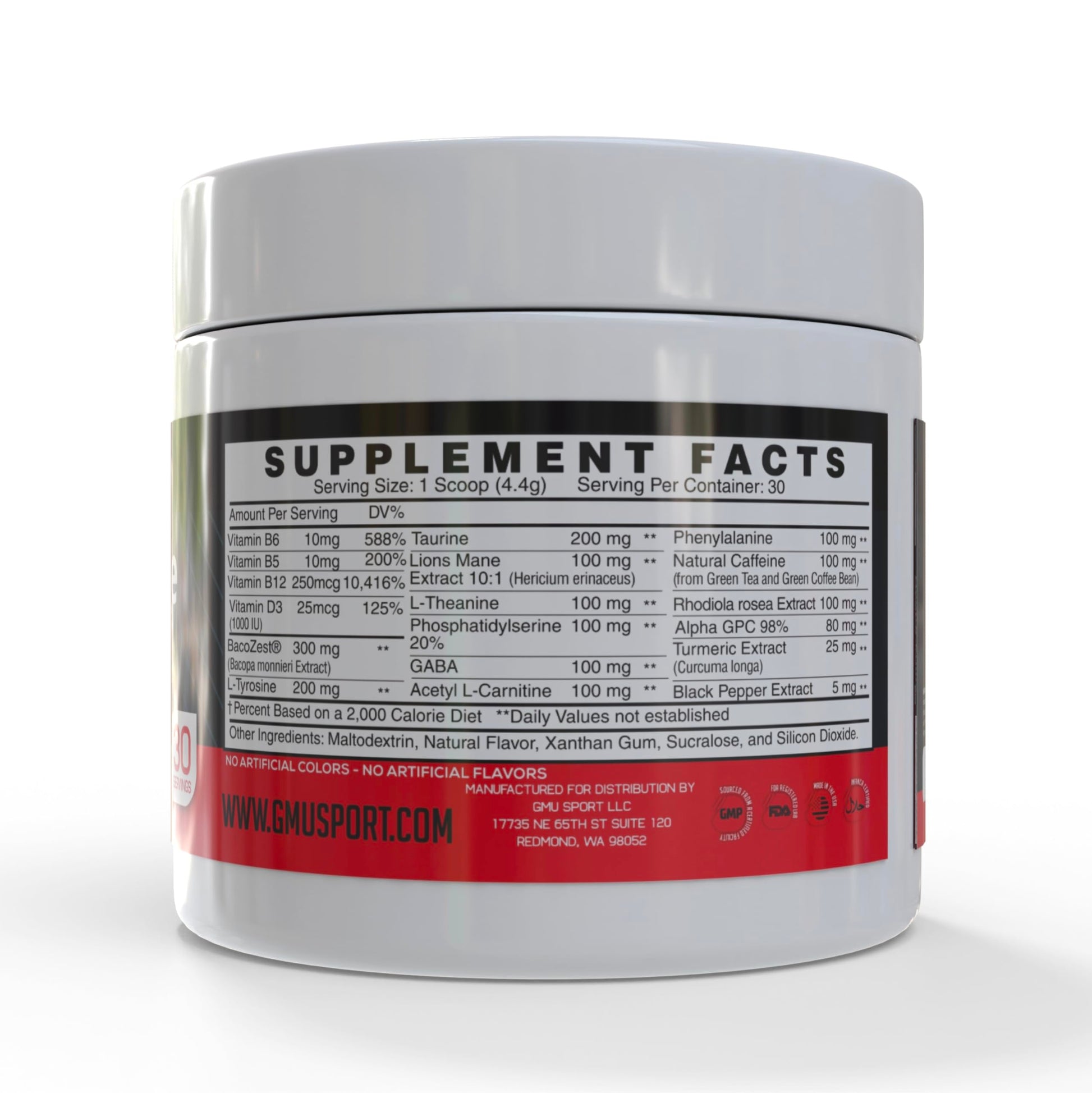 GMU SPORT Nootro-Prime Brain Boost - Focus Brain Supplement - Mushroom Supplement Powder with Alpha GPC, Nootropic Brain Supplements for Memory and Focus with Lions Mane, 30 Servings, Tropical Flavor GMU SPORTAu supplements
