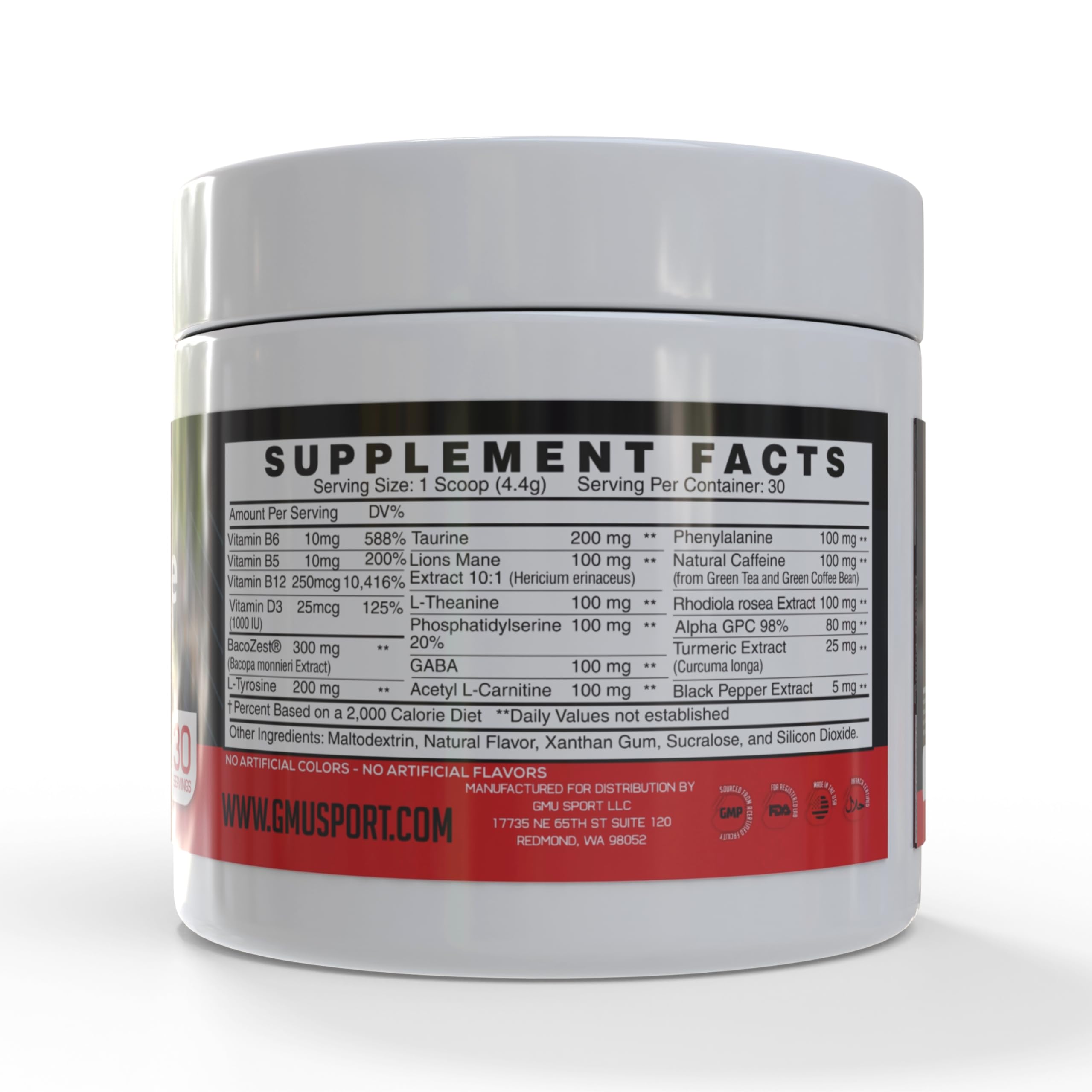 GMU SPORT Nootro-Prime Brain Boost - Focus Brain Supplement - Mushroom Supplement Powder with Alpha GPC, Nootropic Brain Supplements for Memory and Focus with Lions Mane, 30 Servings, Tropical Flavor GMU SPORTAu supplements