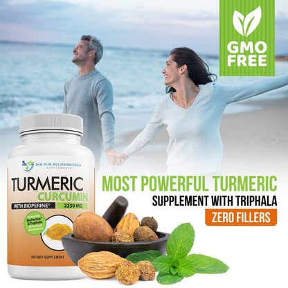 Turmeric Curcumin - 2250mg/d - Veggie Caps - 95% Curcuminoids with Black Pepper DOCTOR RECOMMENDED SUPPLEMENTSUS supplements