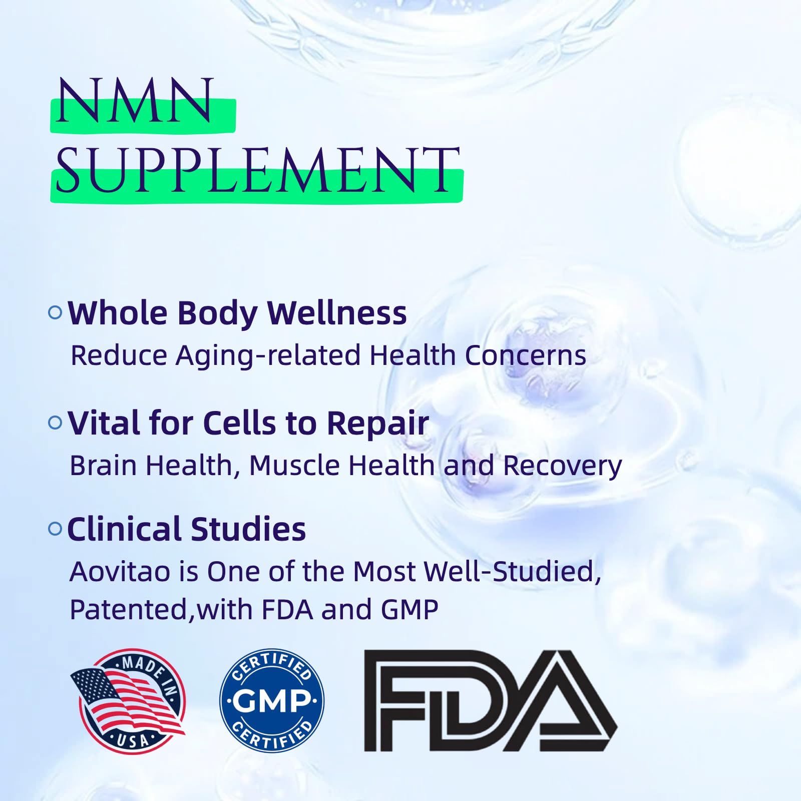 AOVITAO NMN Supplement 500mg Ultra Pure 99.8% | Stabilized Form | Supports NAD+ Production, Cellular Health & Healthy Aging | 60 Capsules AOVITAOAu supplements