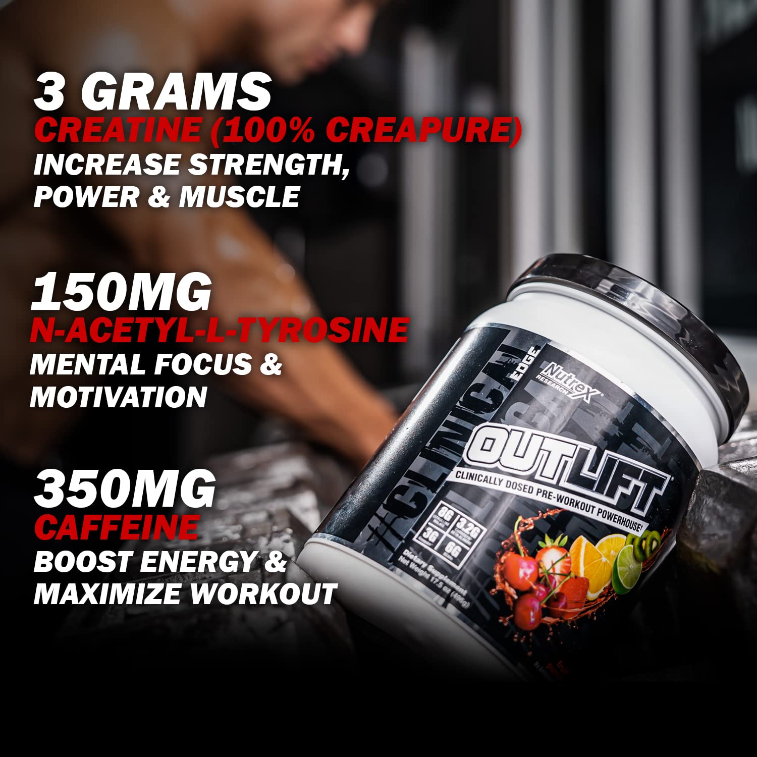 Nutrex Outlift Clinically Dosed Pre Workout Powder with Creatine, 8G Citrulline, BCAA Nutrex ResearchAu supplements