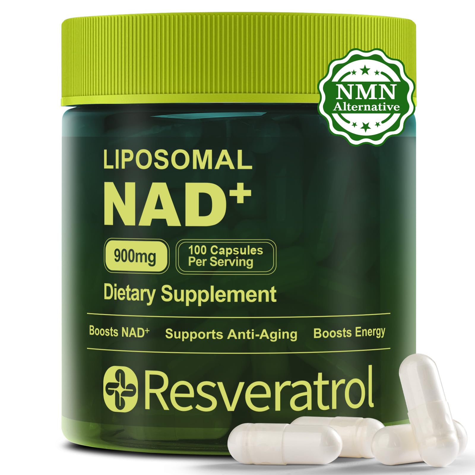 BOSNETHUINH NAD+ Supplement, NAD Nicotinamide Riboside Resveratrol, Liposomal NAD - NMNH Supplement Alternative for Anti-Aging, Mental Clarity & Cellular Energy 100 Capsules BOSNETHUINHAu supplements