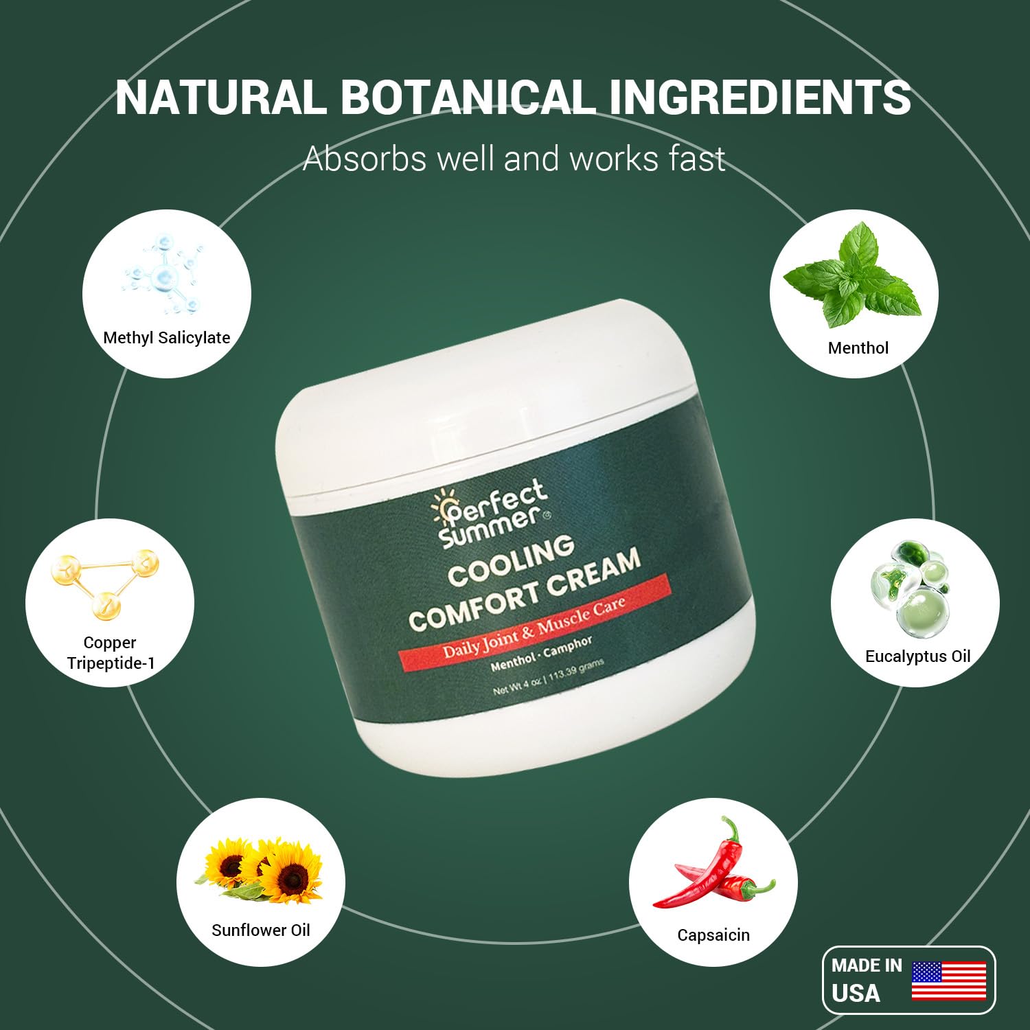 Perfect Summer Cooling Comfort Cream – Muscle Rub & Joint Care – Cooling Relief for Back, Neck, Shoulders & Knees – Non-Greasy, Fast-Absorbing Topical Cream, 4 oz GenericAu supplements