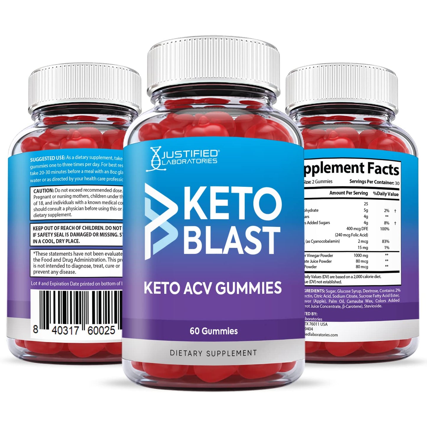 Justified Laboratories (2 Pack) Keto Blast Gummies 1000MG ACV with Pomegranate Juice Justified LaboratoriesUS supplements
