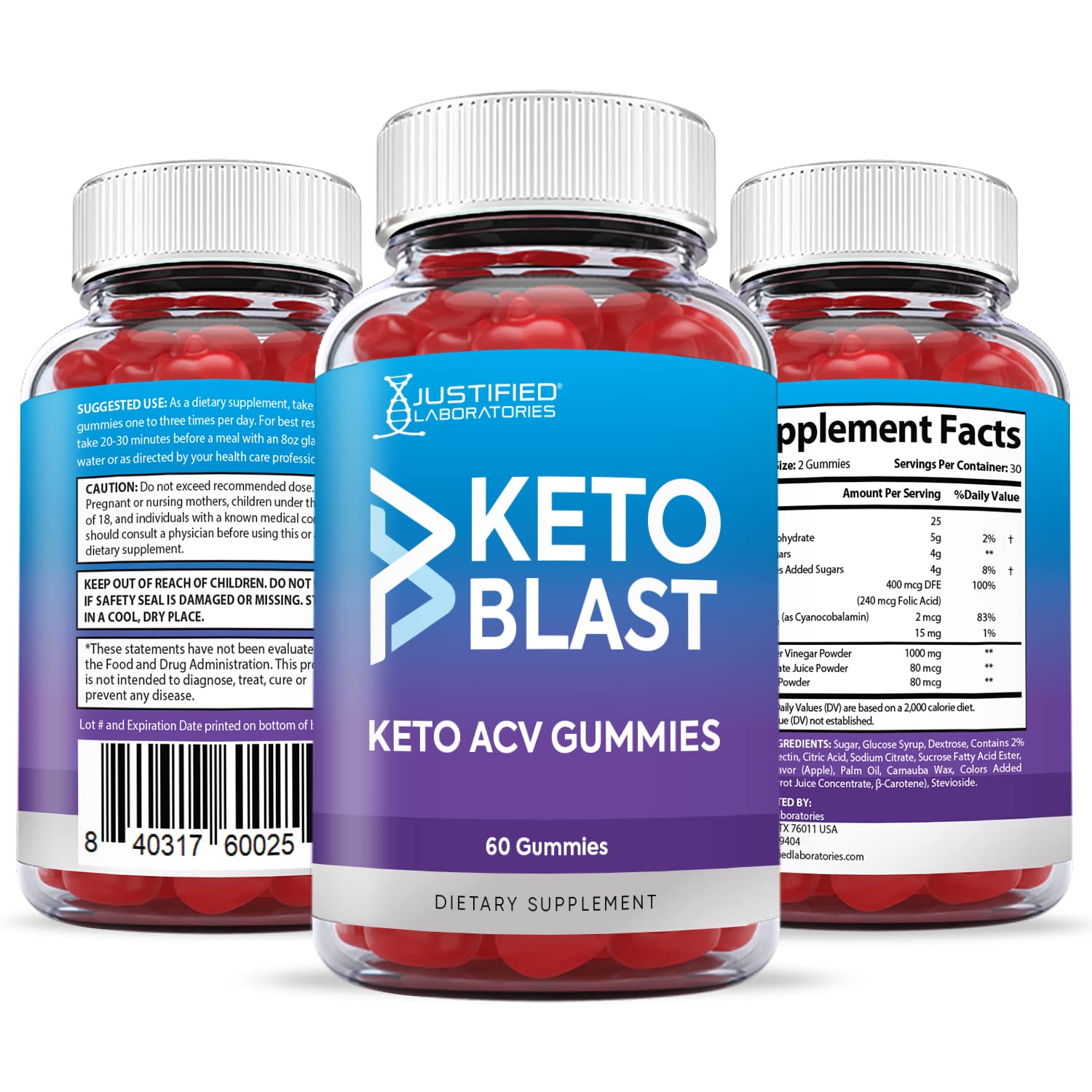 Justified Laboratories (2 Pack) Keto Blast Gummies 1000MG ACV with Pomegranate Juice Justified LaboratoriesAu supplements