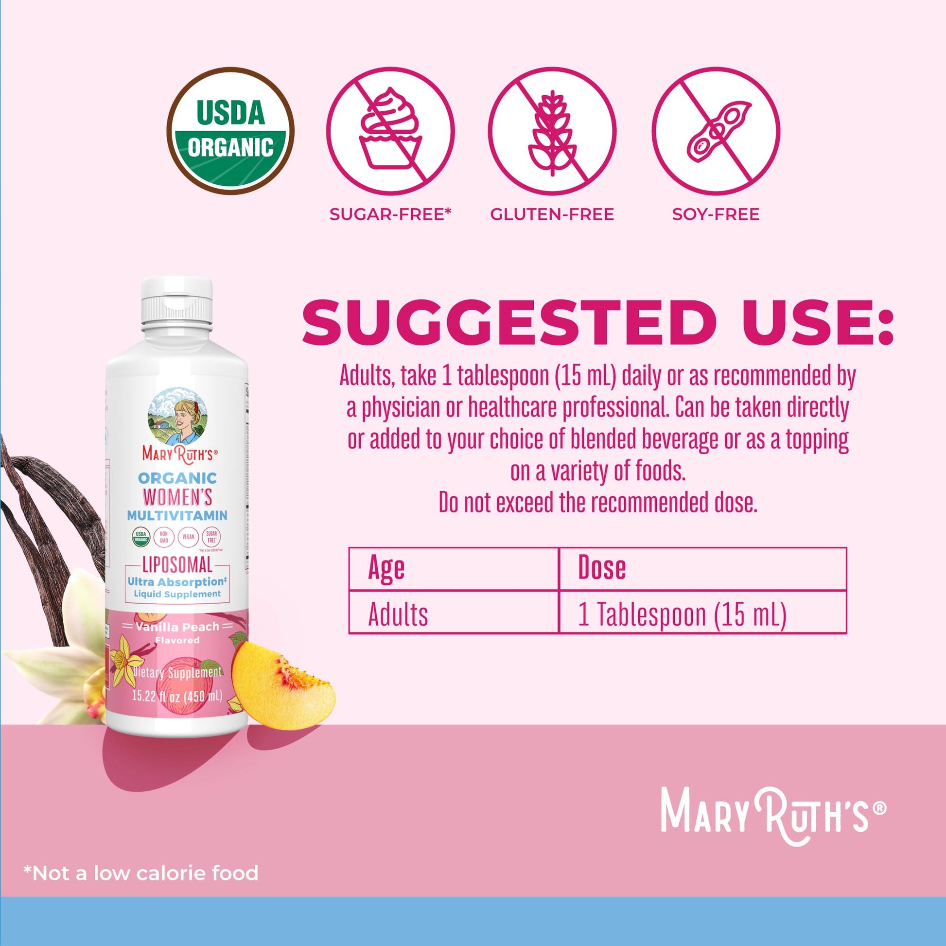 MaryRuth Organics USDA Organic Multivitamin for Women, Sugar Free Womens Multivitamin, Liquid Vitamins for Women, Immune Support Supplement, Ashwagandha, Methylfolate, Vegan, Non-GMO, 15.22 Fl Oz MARYRUTH'SUS supplements