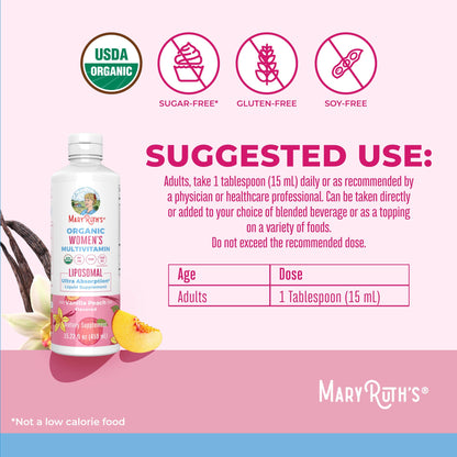 MaryRuth Organics USDA Organic Multivitamin for Women, Sugar Free Womens Multivitamin, Liquid Vitamins for Women, Immune Support Supplement, Ashwagandha, Methylfolate, Vegan, Non-GMO, 15.22 Fl Oz MARYRUTH'SUS supplements