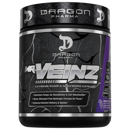 DRAGON PHARMA Mr. Veinz Stim Free Pre-Workout, Extreme Pump & Nootropic Catalyst DRAGON PHARMAUS supplements