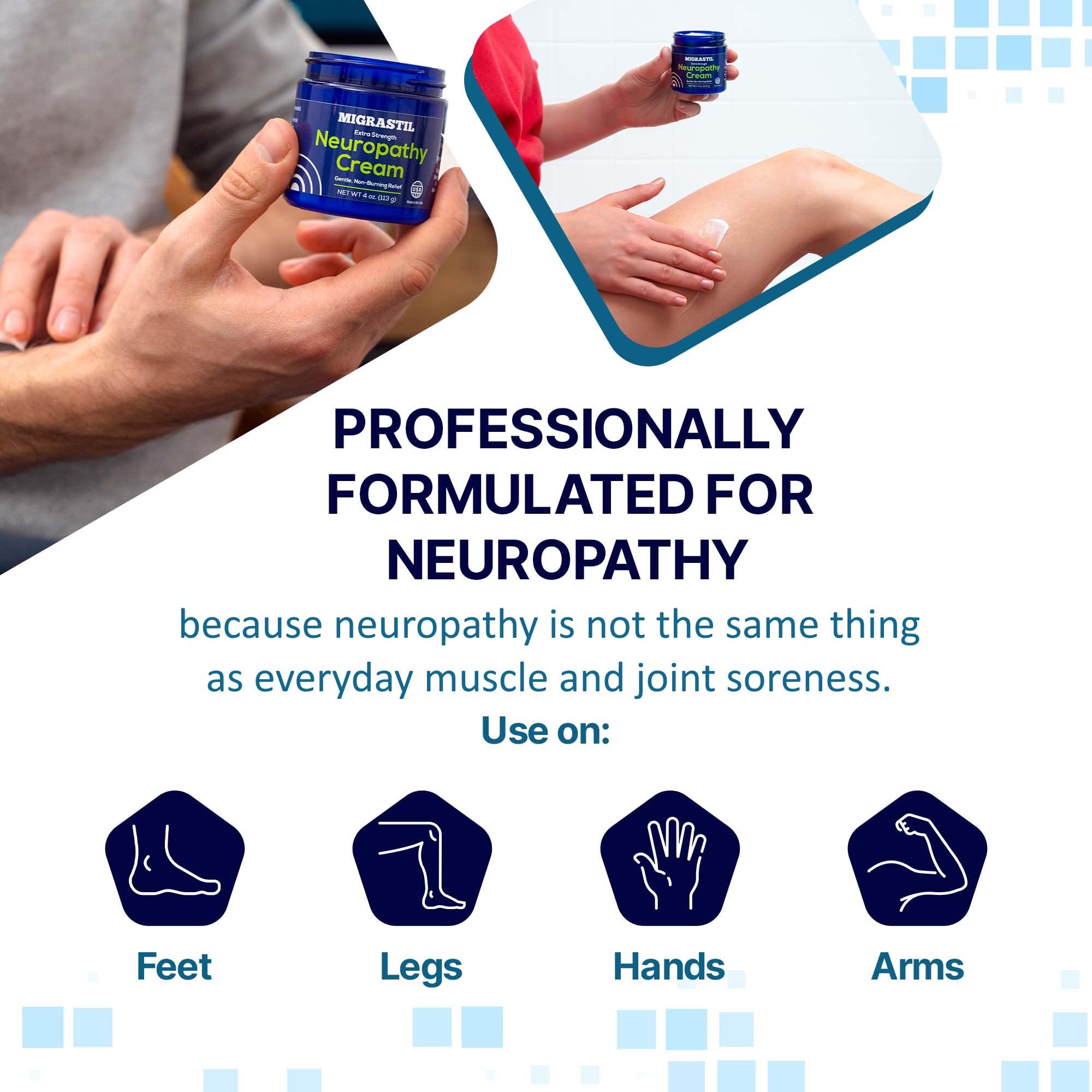 Basic Vigor Migrastil Neuropathy Relief Cream Extra Strength for Feet, Legs, and Hands. Made in The USA. Vegan and Cruelty-Free, Non-Greasy, Gentle, Non-Burning with Cooling Effect (4 oz.) Basic VigorAu supplements