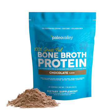 Paleovalley 100% Grass Fed Bone Broth Protein Powder - Chocolate - Rich in Collagen PaleovalleyUS supplements