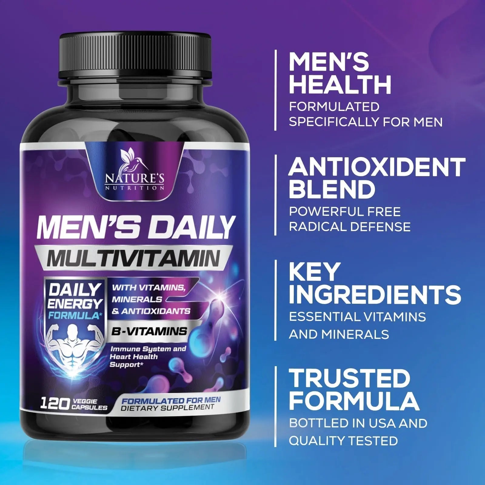 Multivitamin for Men - Advanced Supplement with Full-Spectrum Formula, Essential Vitamins A, C, D, E, & Zinc - High Potency B Vitamins Multi Nature's NutritionAu supplements