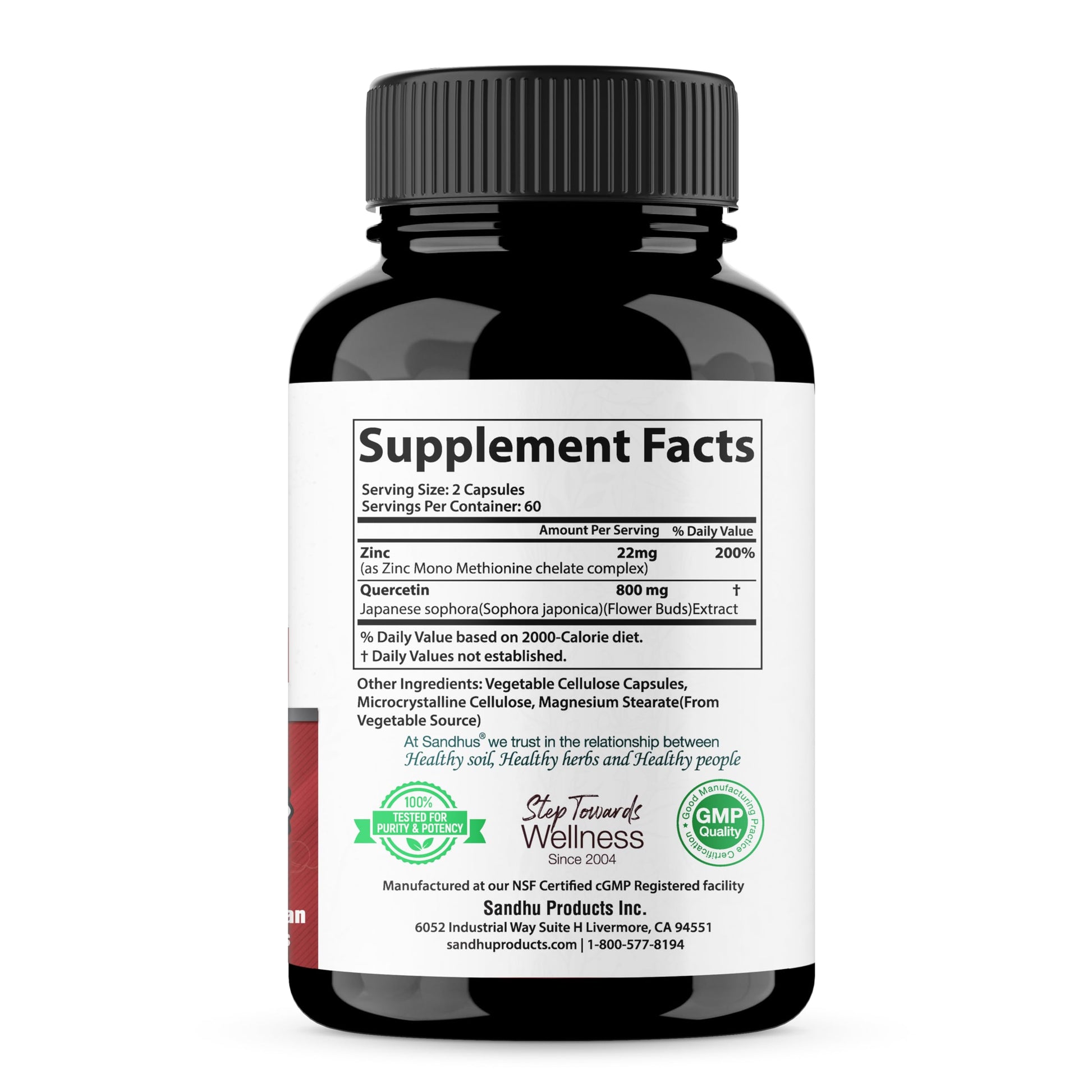 Zinc Quercetin Vegetarian Capsules 120 Ct- (2 Pack) Sandhu'sAu supplements