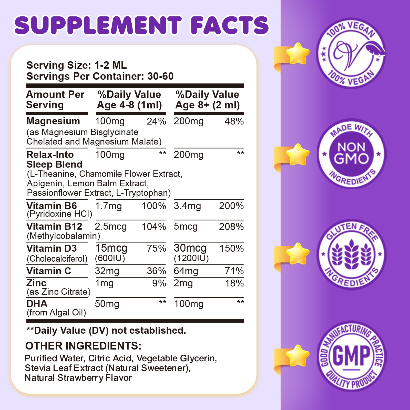 Magnesium Glycinate Liquid for Kids - Magnesium Bisglycinate Drops with L-Theanine, Chamomile & Vitamin B6, B12, C, D3 for Sleep, Relaxation, Immune Support, Calm & Focus - 2 Fl Oz, Strawberry Flavor CFILIHTCAu supplements