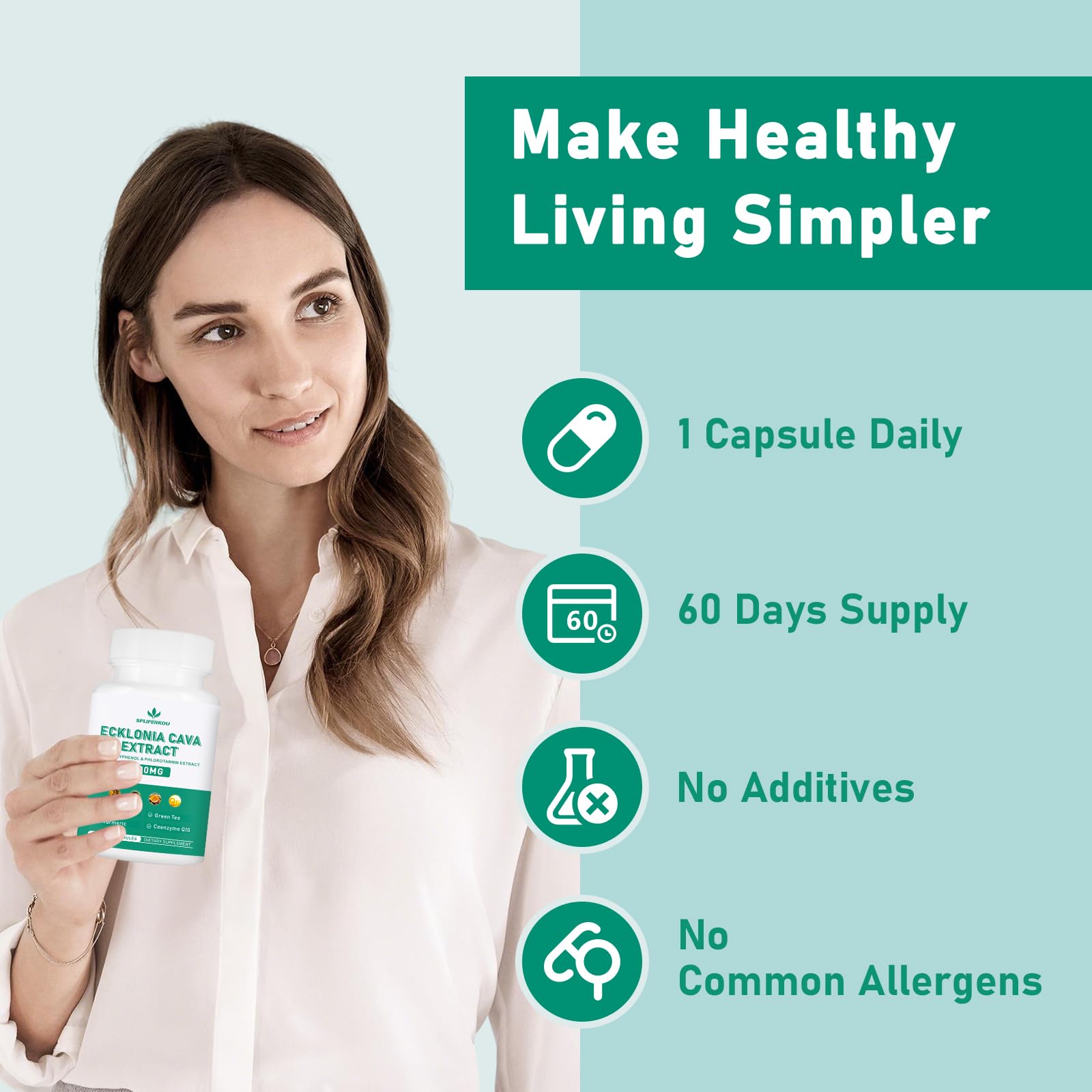 Spliferikou Ecklonia Cava Extract, 800mg, 60 Veggie Capsules with Fucoidan, Green Tea, Turmeric, CoQ10, Dietary Supplement SpliferkouAu supplements