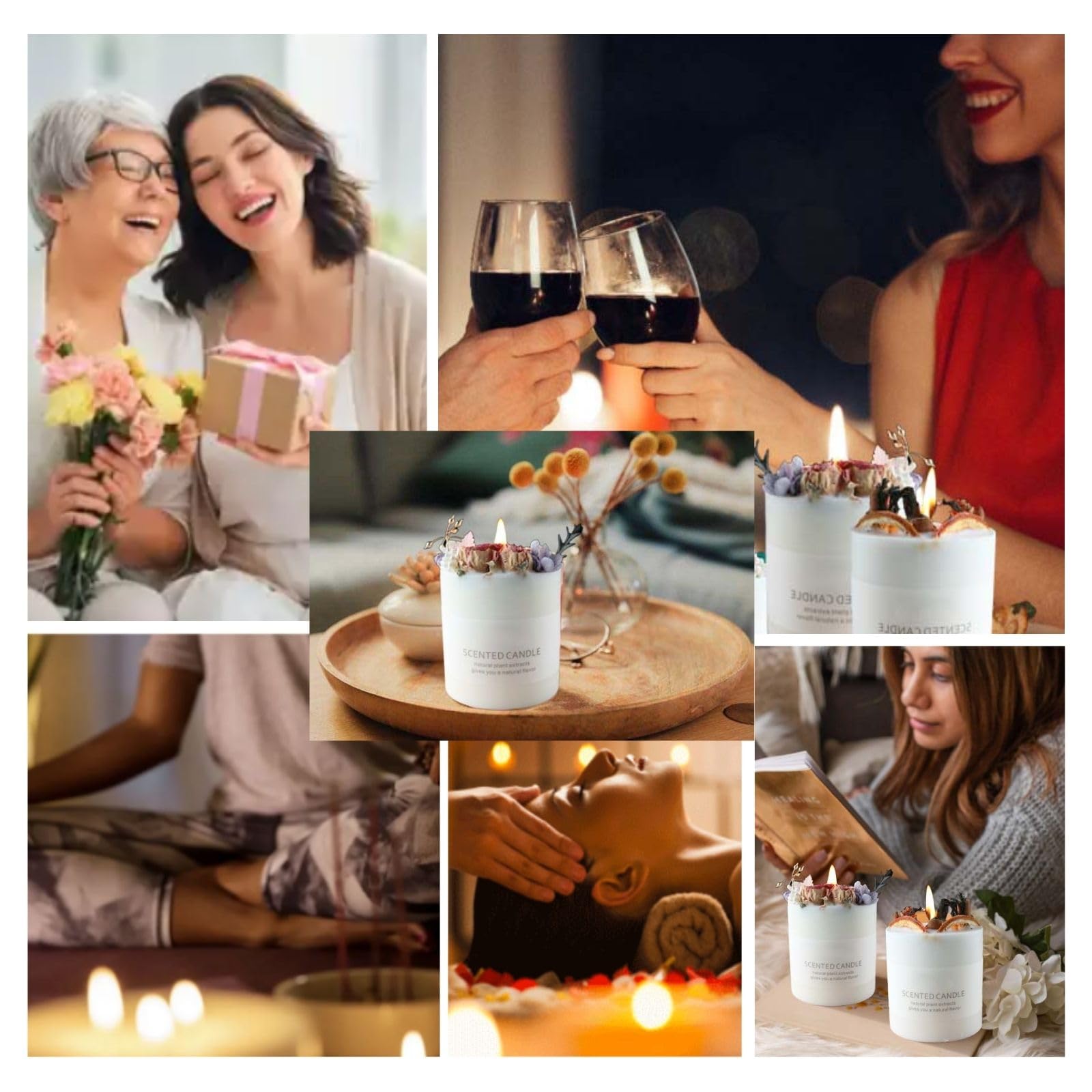 Natural Soy Scented Pillar Candles with Glass, Classic 10 oz Luxury Non Toxic White Bathroom Candle uniqiconAu supplements