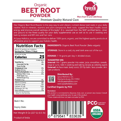 Iyasa Organic Beet Root Powder, Plant Based, Vegan, Gluten-Free, Beetroot Superfood Iyasa HolisticsUS supplements