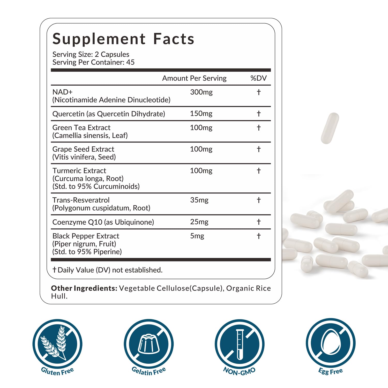 WEEVIT NAD+ Resveratrol Supplement with COQ10, Quercetin, Turmeric, NAD+ Supplement for Men and Women - Energy, Focus & Anti-Aging Support - Gluten Free, Non-GMO WEEVITAu supplements