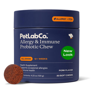 PetLab Co. Allergy & Immune Probiotics for Dogs, Support Seasonal Allergies, Gut & Digestive Health - Pork Flavor - 30 Soft Chews - Packaging May Vary PetLab Co.Au supplements