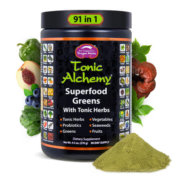 Dragon Herbs Tonic Alchemy Superfood Greens Powder with 91 Ingredients: Tonic Herbs, Ashwagandha, Mushrooms, Probiotics, Super Greens, Seaweeds, Fruits, Vegetables, Spirulina - 30 Servings Dragon HerbsAu supplements