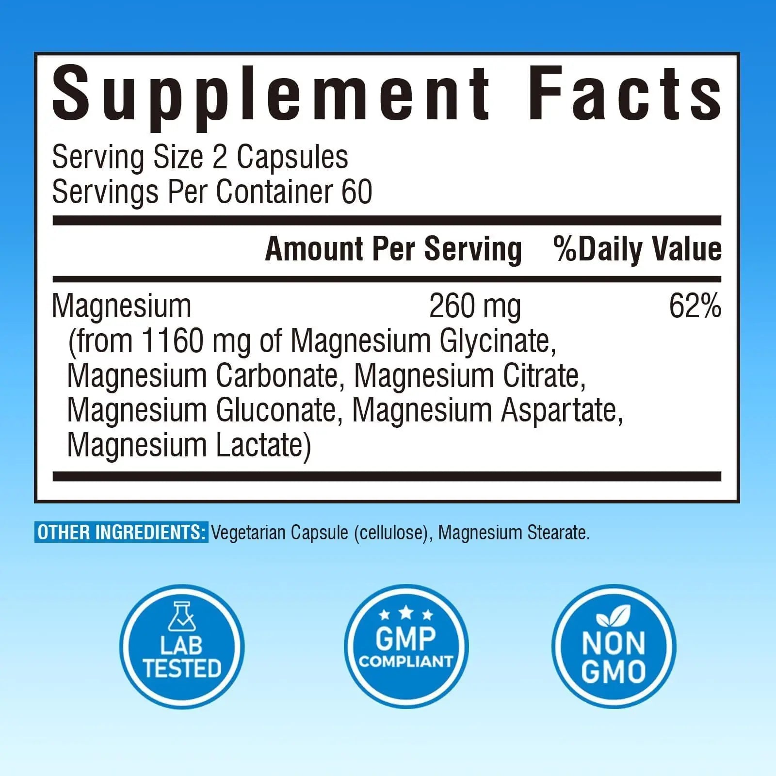 Vitalibre 6 in 1 Magnesium Complex for Women Men, 260mg Elemental Magnesium | Max Absorption | Chelated Magnesium Supplement for Bone, Relaxation & Nerves Support | Non-GMO, 120 Vegan Capsules Vitalibrenz supplements