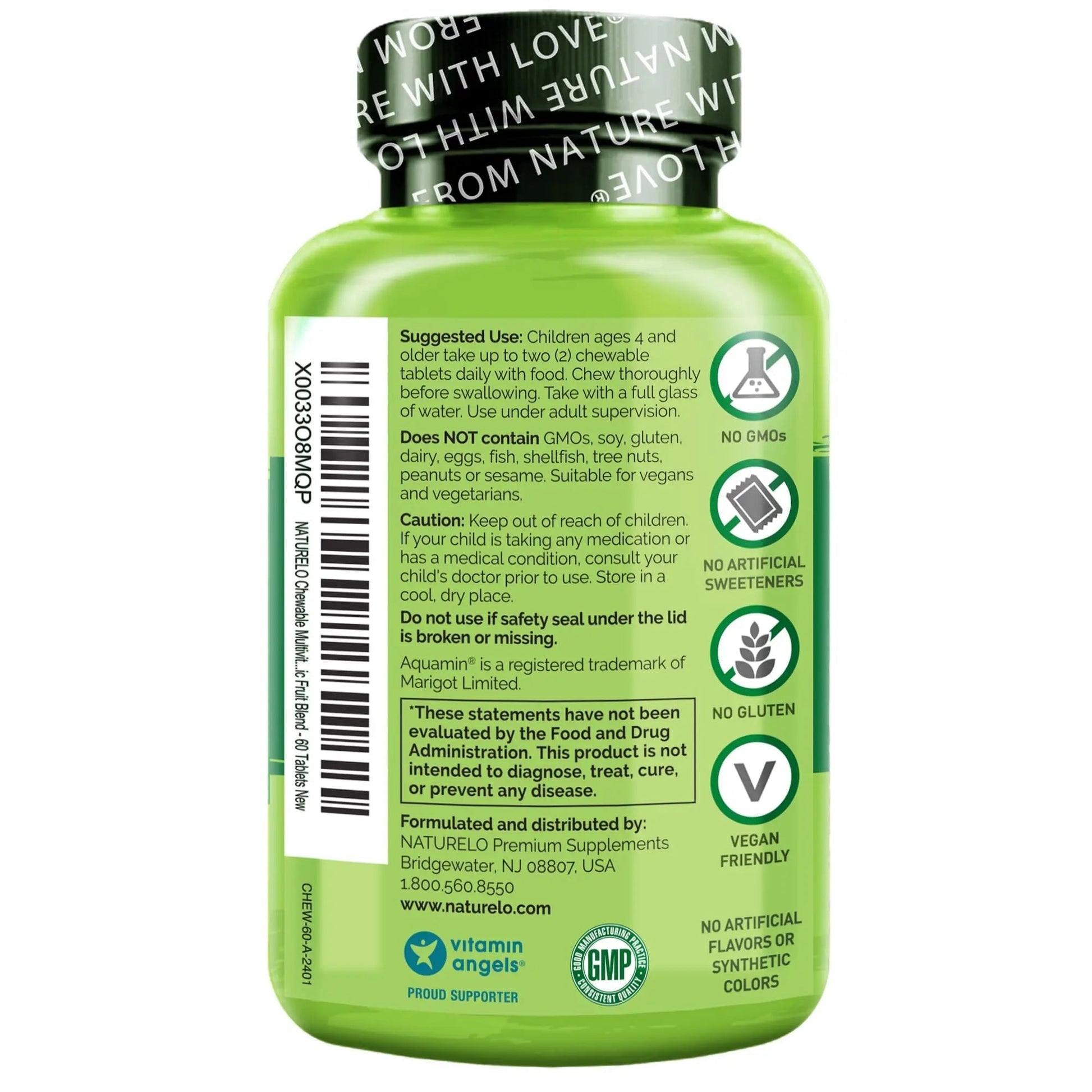 NATURELO Chewable Vitamin for Kids Multivitamin with Whole Food Organic Fruit Blend - 60 Tablets for Children NATURELOAu supplements