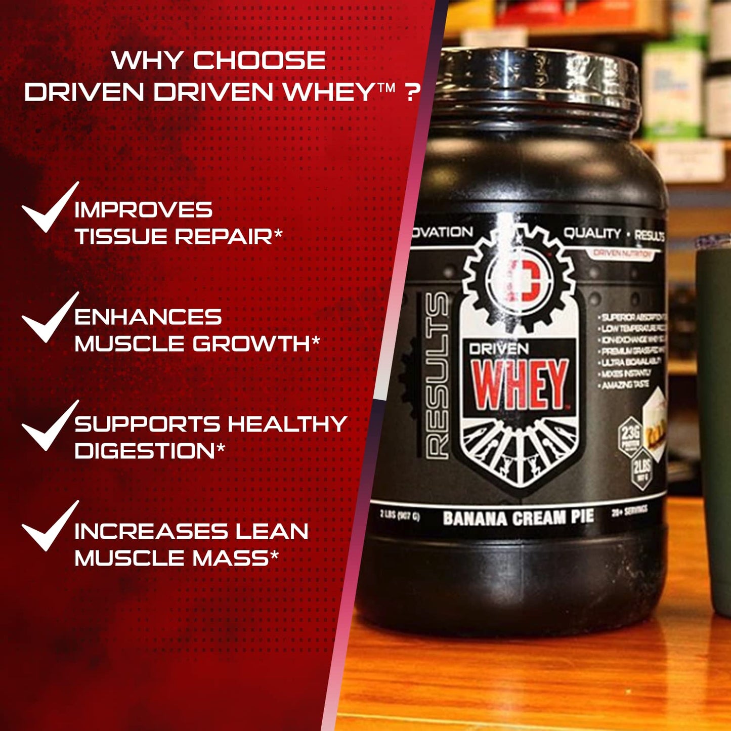 Driven WHEY- Grass Fed Whey Protein Powder: Delicious, Clean Protein Shake- Improve Driven NutritionUS supplements