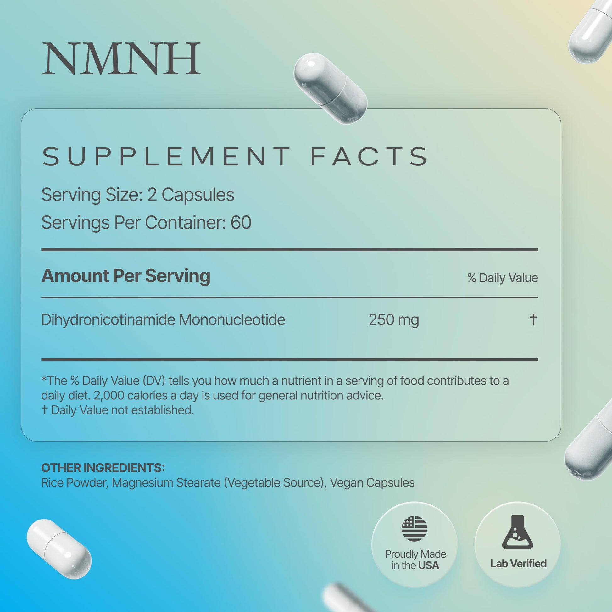Prime Powders NMNH: Dihydronicotinamide Mononucleotide (120 Capsules) NAD+ Support NR NAD Supplement Prime PowdersAu supplements
