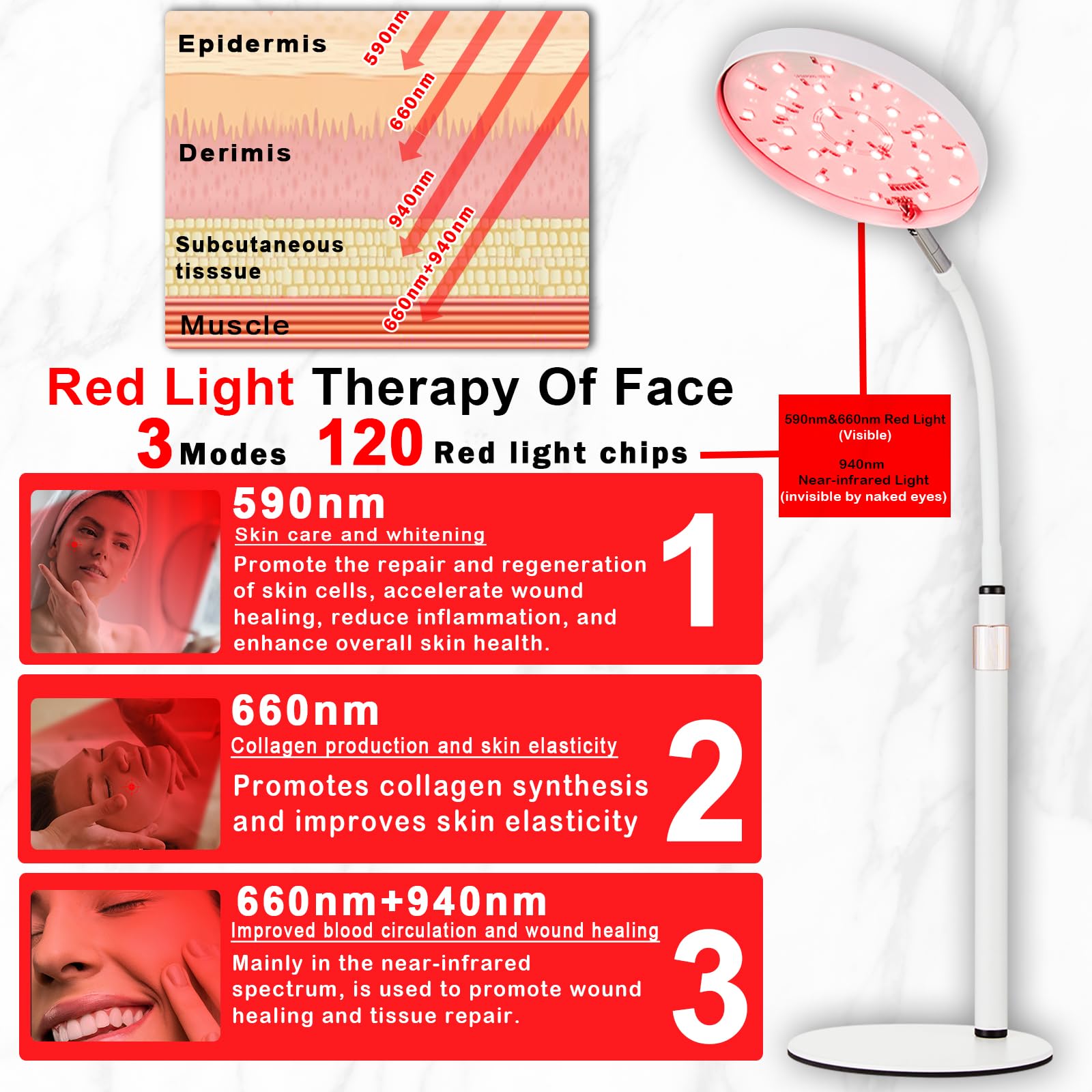 Akarishin Red Light Therapy Lamp for Face- Facial and Body Treatment with Adjustable Height Stand AkarishinAu supplements