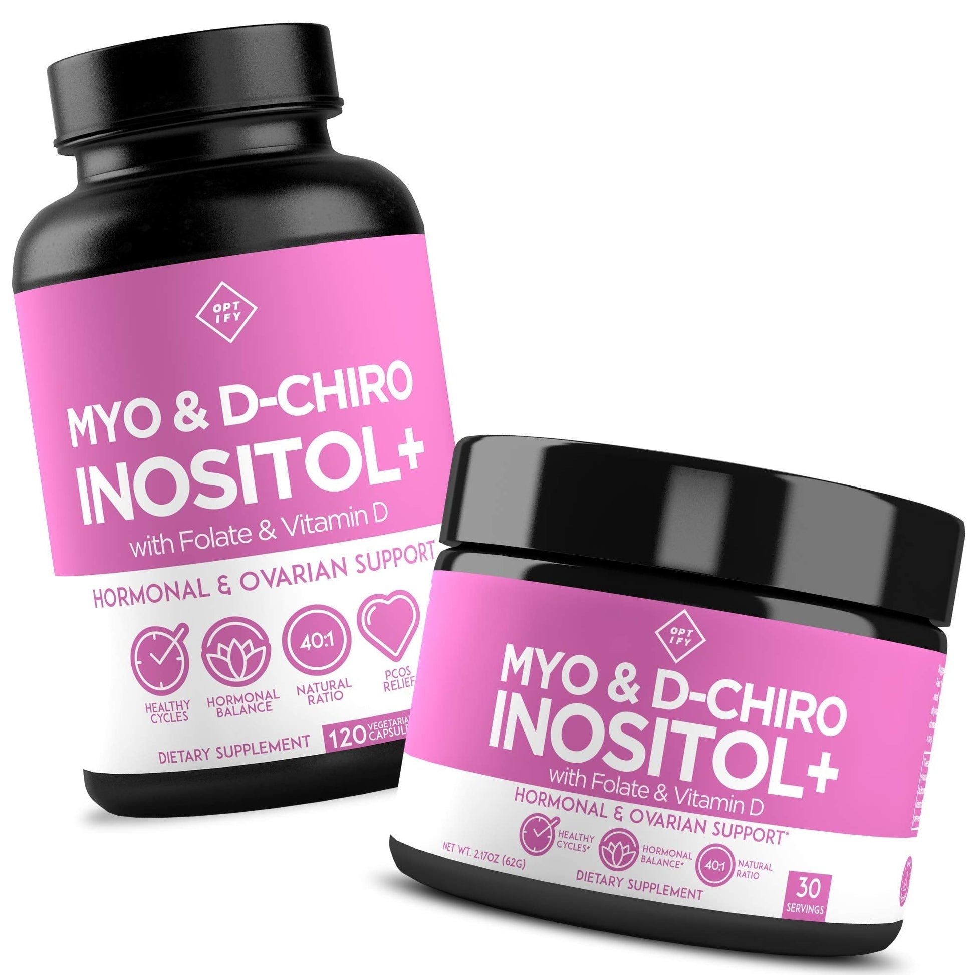 Premium Inositol Supplement Bundle - Myo-Inositol and D-Chiro Inositol Plus Folate OptifyUS supplements