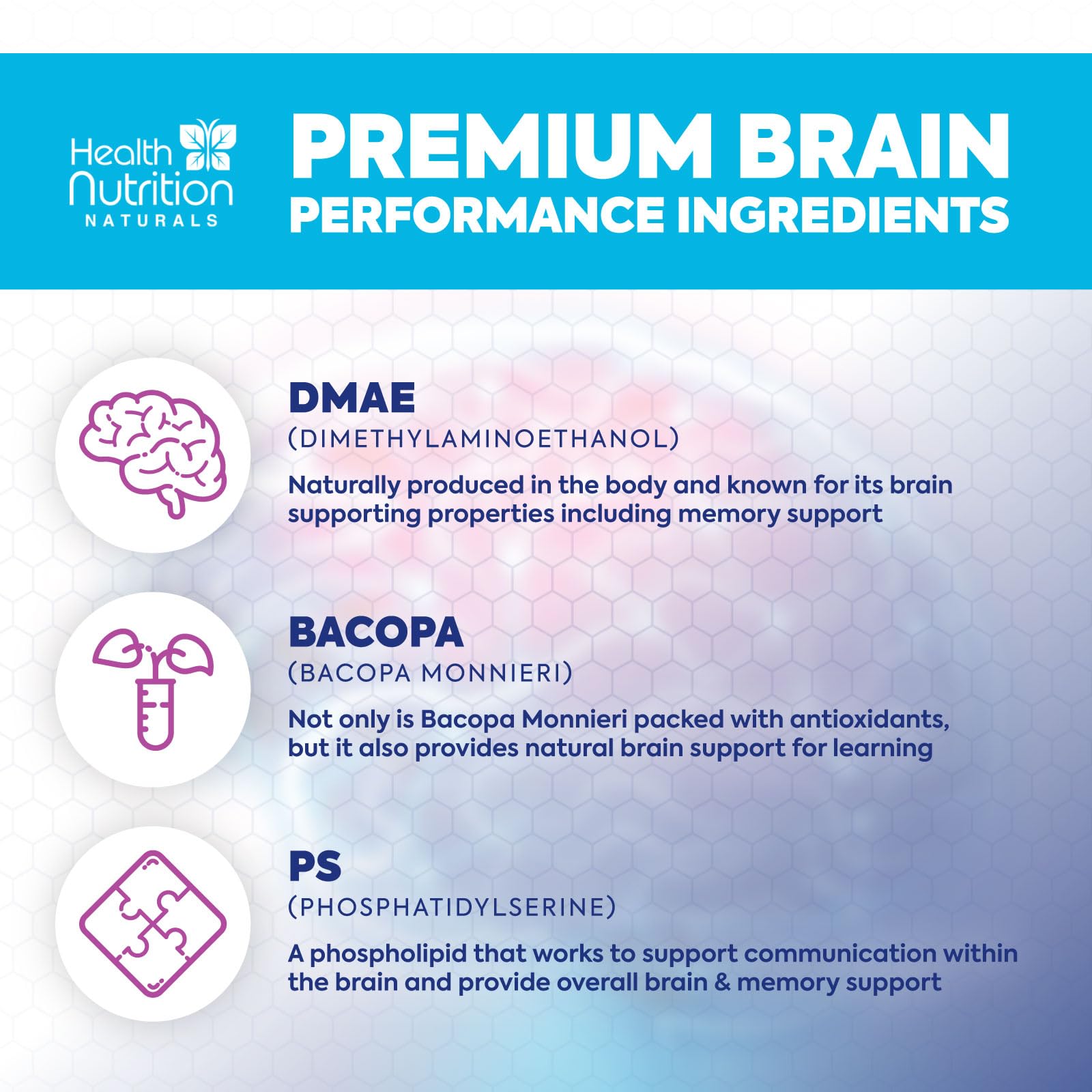 Brain Memory Supplement - 3X Strength Nootropics for Concentration, Clarity & Focus Support - Brain Health Cognitive Vitamins with Bacopa, Phosphatidylserine & DMAE 609mg, Brain Booster, 60 Capsules Health Nutrition NaturalsAu supplements