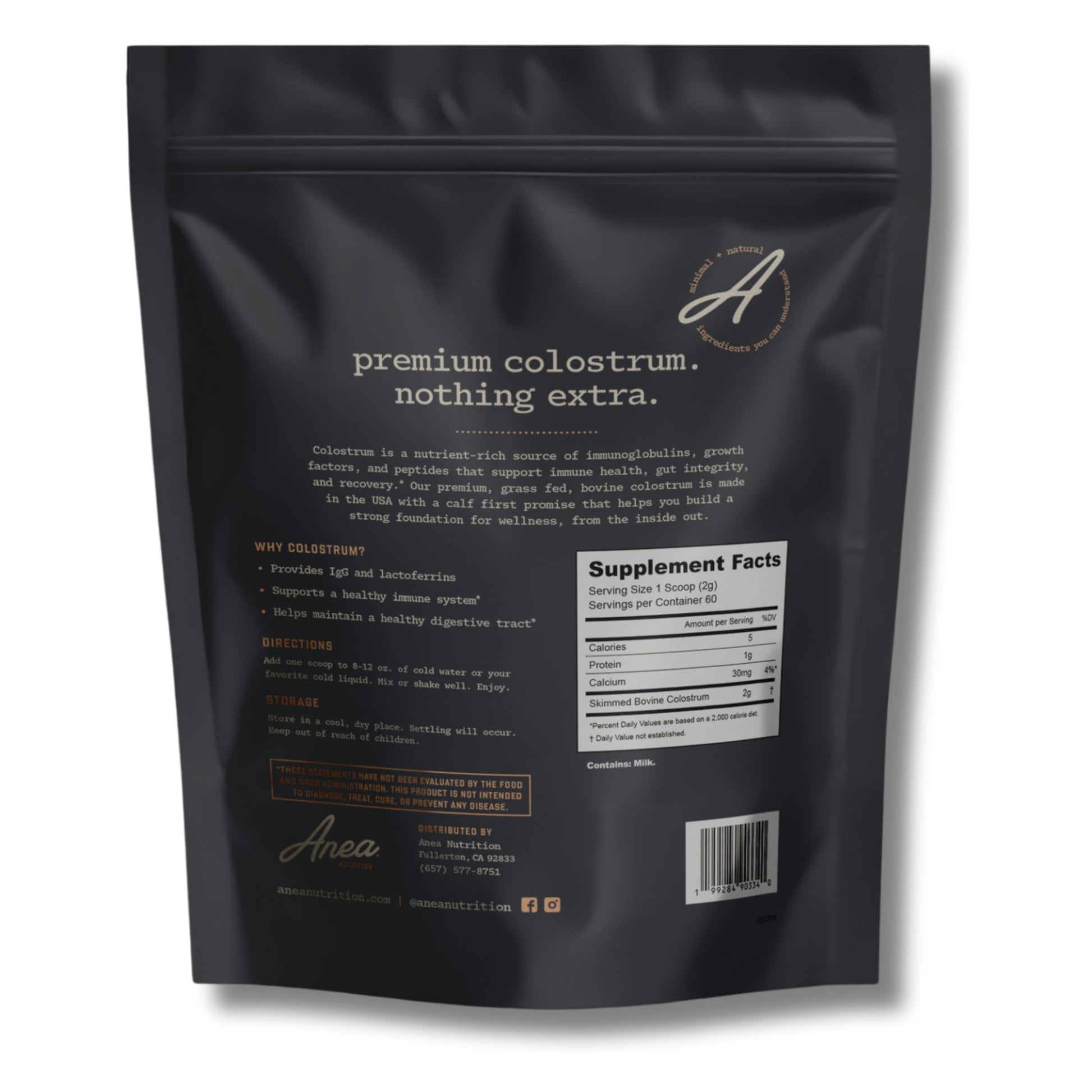 Anea Colostrum - Unflavored | Rich in Immunoglobulins & Lactoferrin | Supports Gut Health, Immunity & Recovery | Calf-First Promise | Made in USA | Made in GMP Facility Anea NutritionAu supplements