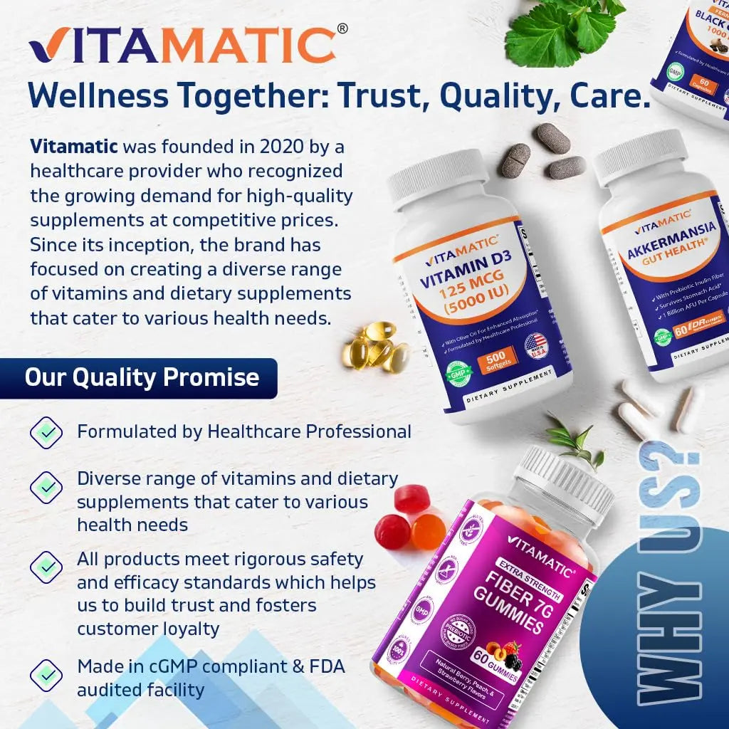 Vitamatic Magnesium Complex, 400mg Elemental MG (as Bisglycinate, Citrate, Taurate, Malate, Aspartate, Oxide, Gluconate, Lysinate Glycinate, Orotate, Succinate) - 120 Capsules per Pack - 2 Pack Vitamaticnz supplements