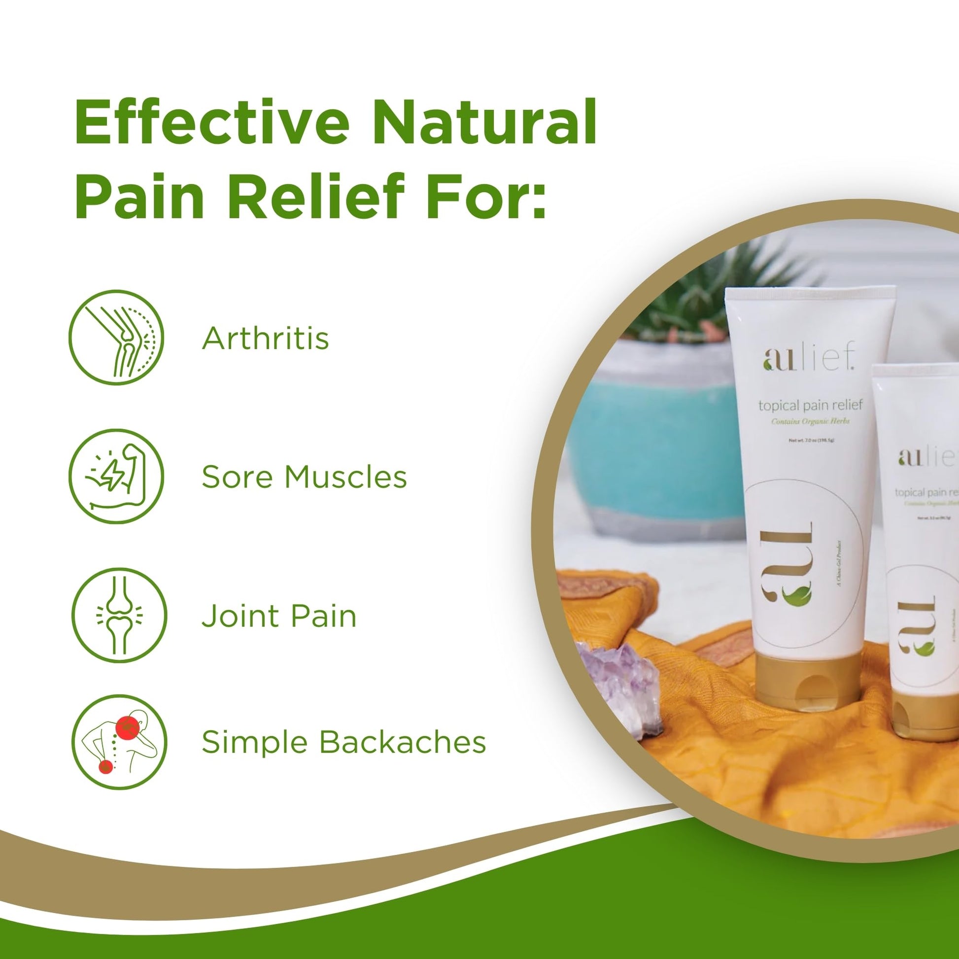 Aulief Gold Natural Pain Relief Cream – Organic Herbal Lotion for Arthritis, Joint Pain & Sore Muscles, Neck, Knee & Back Aches, Premium Organic Natural Pain Reliever, 3.2 Oz Tube AuliefAu supplements