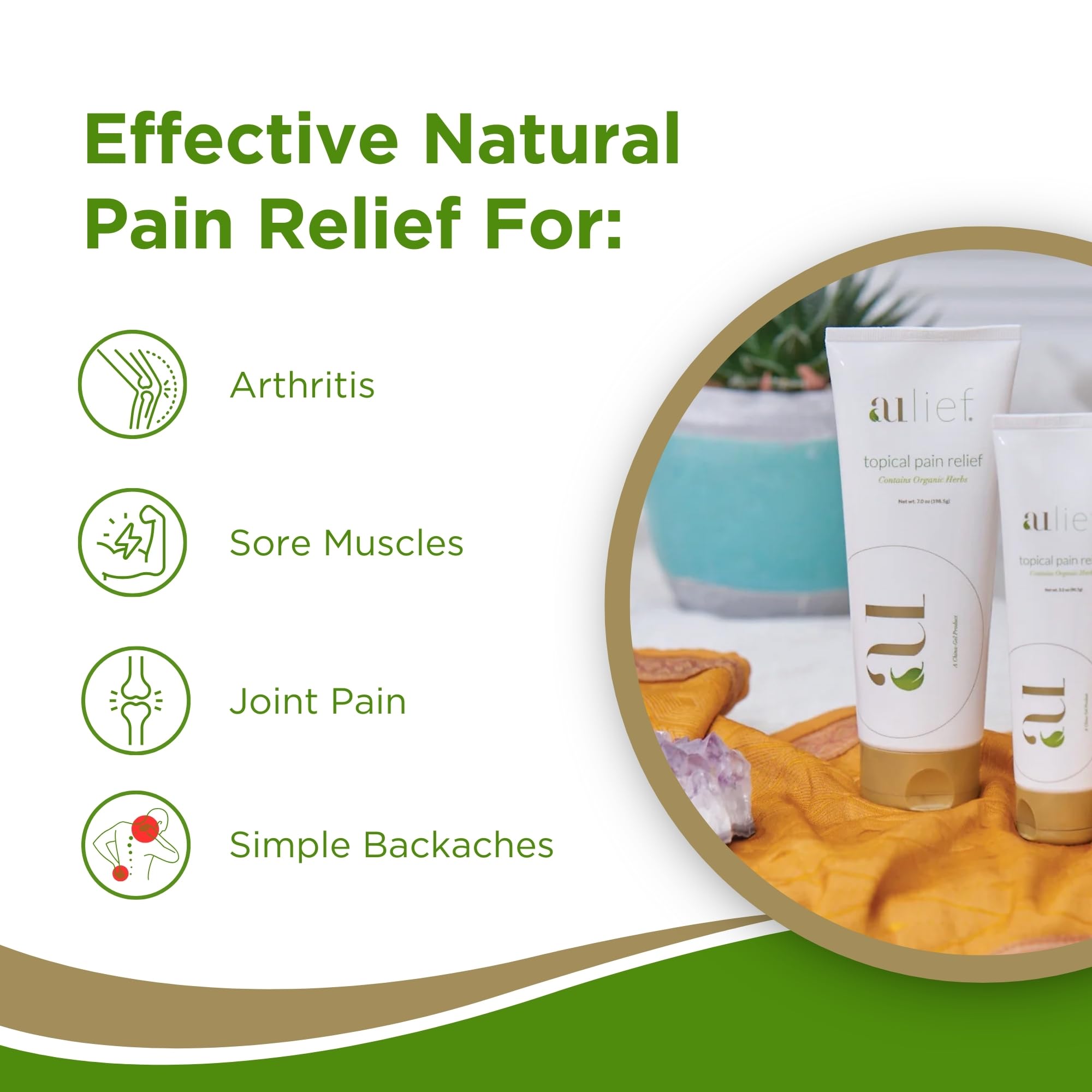 Aulief Gold Natural Pain Relief Cream – Organic Herbal Lotion for Arthritis, Joint Pain & Sore Muscles, Neck, Knee & Back Aches, Premium Organic Natural Pain Reliever, 3.2 Oz Tube AuliefAu supplements