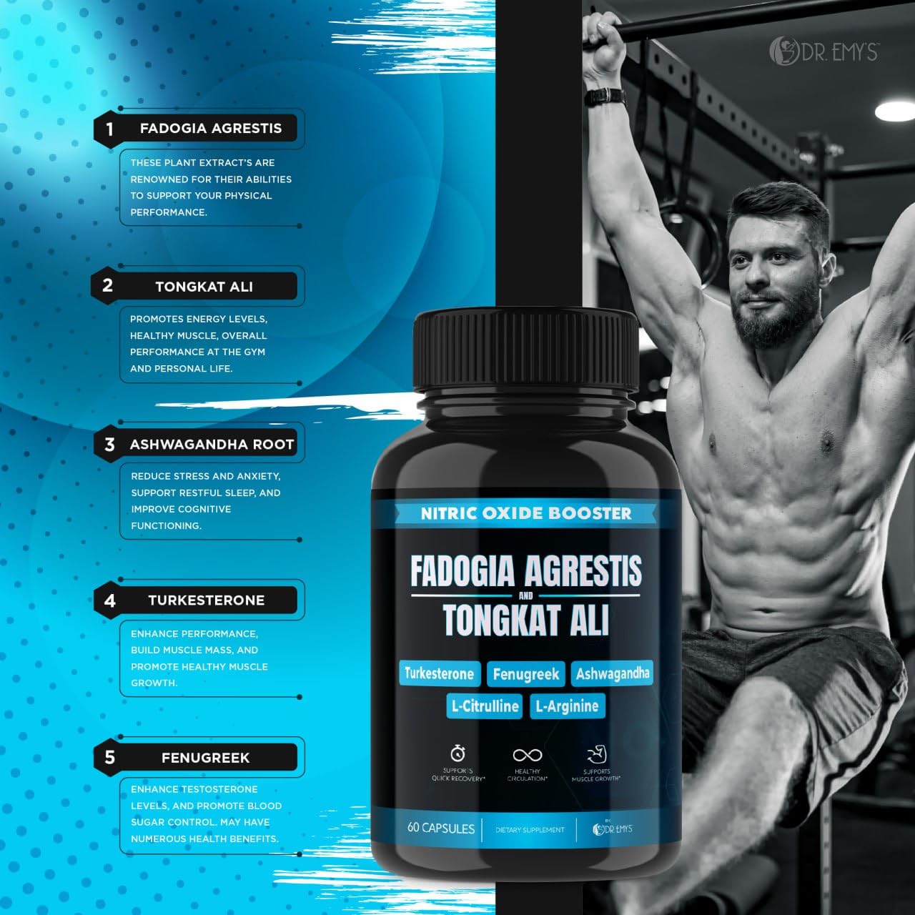 (2 Pack) Tongkat Ali Fadogia Agrestis Nitric Oxide Ashwagandha Supplement for Men Dr. Emy'sAu supplements