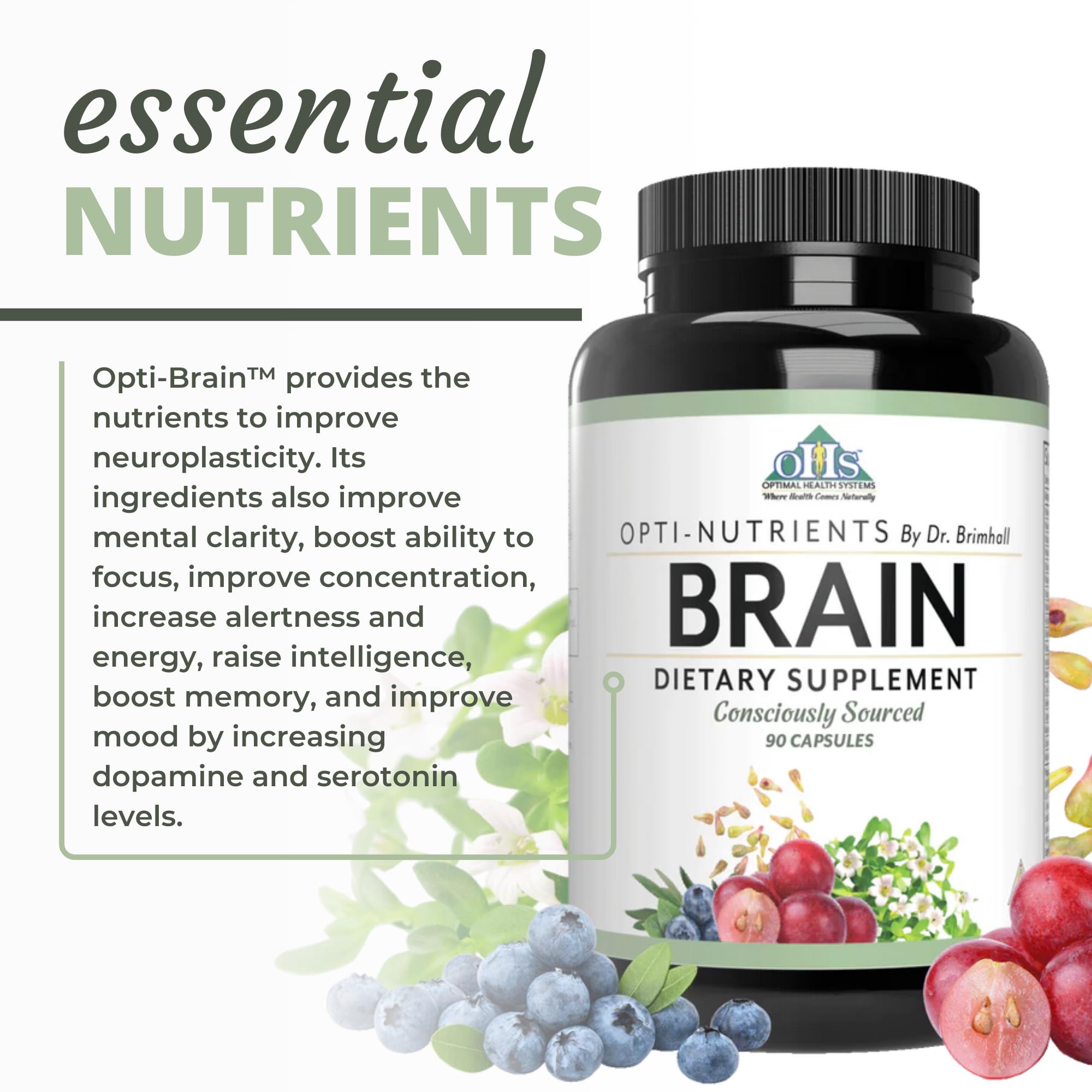 Optimal Health Systems Brain | Most Comprehensive Nootropic + Enzyme Delivery | 700 mg Scientific Neuroenhancment Blend | Boost Mood, Memory & Focus | 90 Capsules Optimal Health SystemsAu supplements