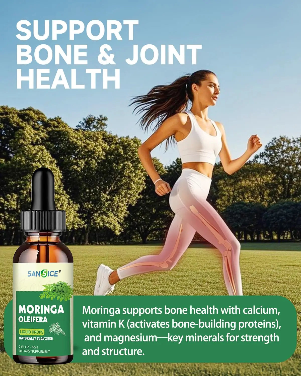 SANSICE Organic Moringa Supplement, Liquid Moringa Leaf Extract for Women & Men, Lymphatic Drainage Supplement with Echinacea for Lymph System Support SANSICEnz supplements