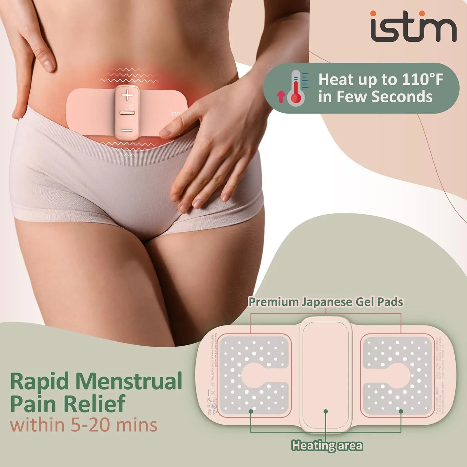 iStim S1 Wireless TENS Unit for Menstrual Relief – Period Pain Relief Device for Period Cramps and Back Pain, TENS Machine with Heat, Rechargeable Drug-Free TENS Massager with Japanese Gel Pads iSTIMAu supplements