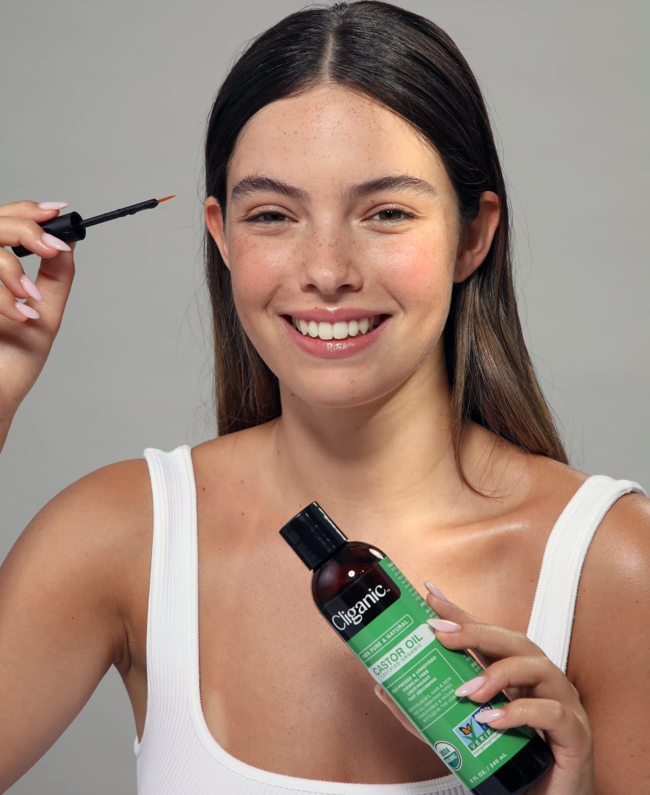 Cliganic USDA Organic Castor Oil, 100% Pure (8oz with Eyelash Kit) - For Eyelashes, Eyebrows, Hair & Skin CliganicAu supplements