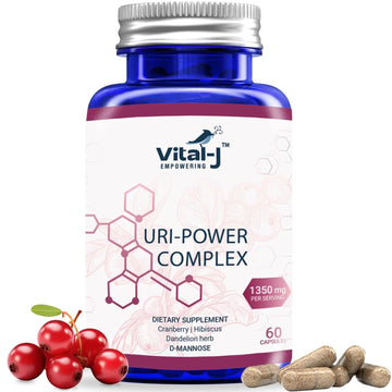 4-IN-1 URI POWER COMPLEX 1350mg - D Mannose, Cranberry, Hibiscus, and Dandelion Herb - Naturally Cleanse the Bladder and Urinary Tract 60 capsules – Specialized Approach for UTI Avoidance Vital-J EmpoweringAu supplements