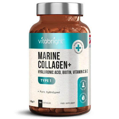 Marine Collagen Capsules 1000mg - 120 Capsules - 9 Powerful Skin Supporting Nutrients VitaBrightUS supplements