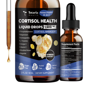 Totaria cortisol Supplement Liquid Drops Hormone Balance for Women Men with Magnesium Complex,Ashwagandha,Rhodiola Rosea,L Theanine,Phosphatidylserine Supplements Mood, Focus, Sleep Support 2 FL.OZ TotariaAu supplements