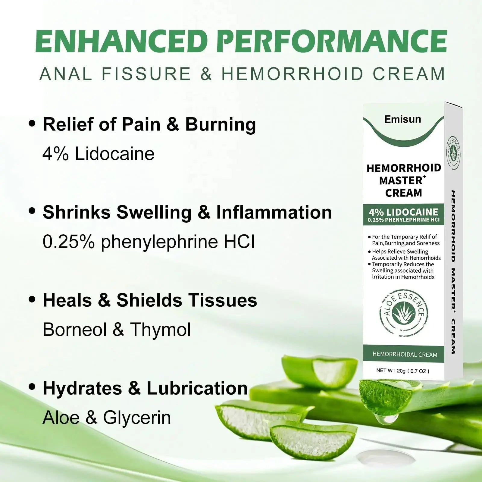 Hemorrhoid & Fissure Ointment, Hemorrhoid Treatment and Hemorrhoid Cream with Lidocaine 4% and Phenylephrine HCI for Fast Relief of Pain, Swelling, Itching, Burning, Hemorrhoidal treatment, 2 Pack-J2 EmisunAu supplements