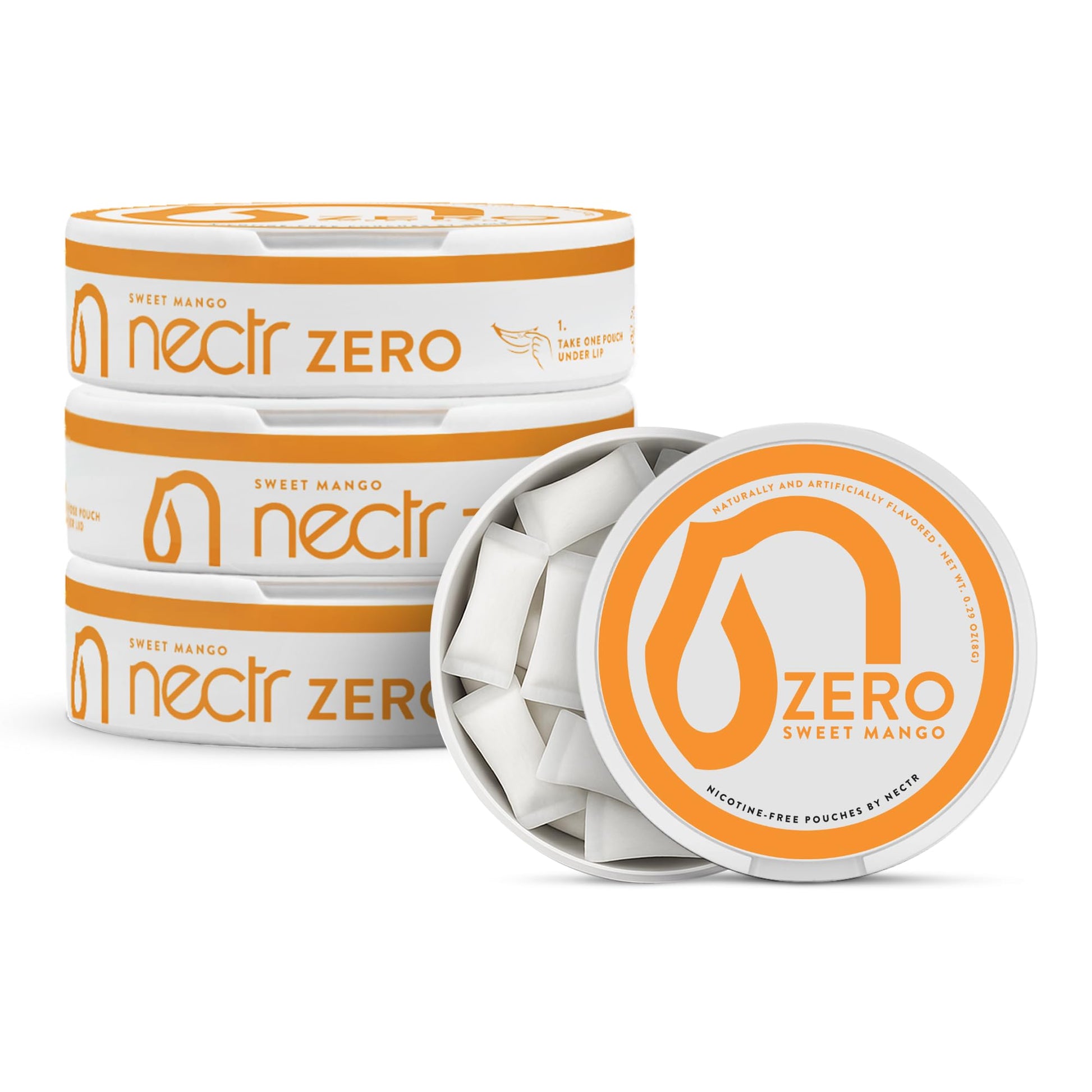 Nectr Energy Zero Pouches - No Caffeine, No Sugar, Zero Calories Mini Pouches for Oral Fixation and Stress Relief - 4 Pucks of 20 - Sweet Mango Flavor NectrAu supplements