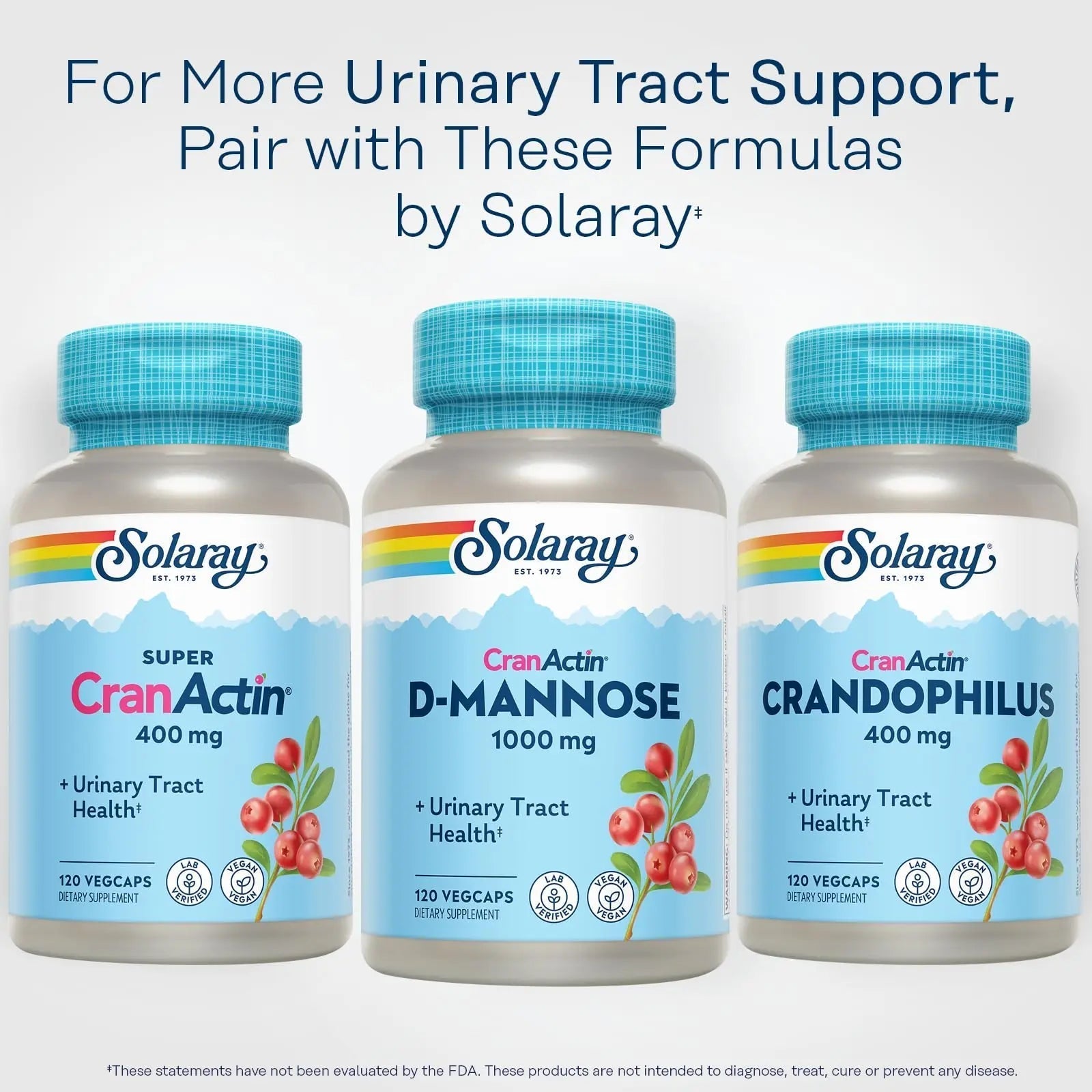 SOLARAY D-Mannose 1000mg with CranActin Cranberry Supplement 400mg, Urinary Tract Health & Bladder Support Capsules with Vitamin C, Vegan, 60 Day Guarantee, 60 Servings, 120 VegCaps (120 CT) SOLARAYAu supplements