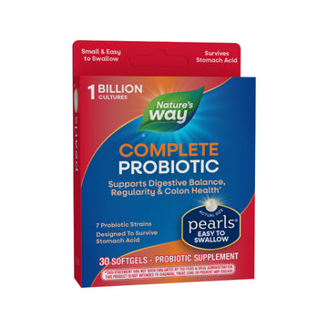 Nature's Way Complete Probiotic Pearls, Supports Digestive Balance*, 1 Billion Live Cultures, Supplement for Men and Women, No Refrigeration Required, 30 softgels Nature's WayAu supplements